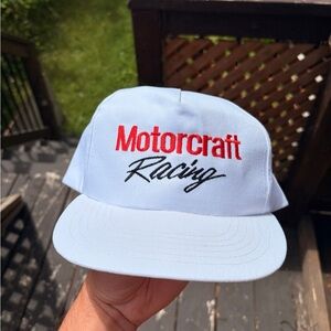 Vintage MOTOCRAFT RACING trucker hat white snapback nascar